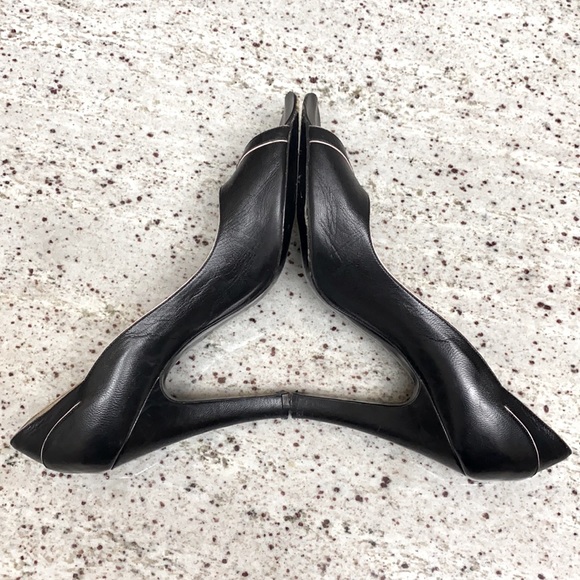 Marc Jacobs Black Open Toe Slip On Leather Heels - Picture 7 of 11